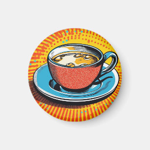 Aimant pop art. Tasse de thé pop art