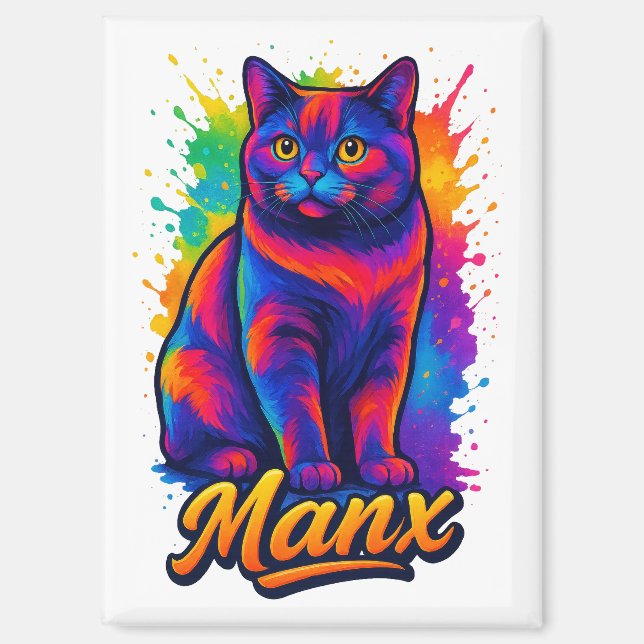 Aimant Pop Manx Vibrant - rue Neon colorée (Recto)
