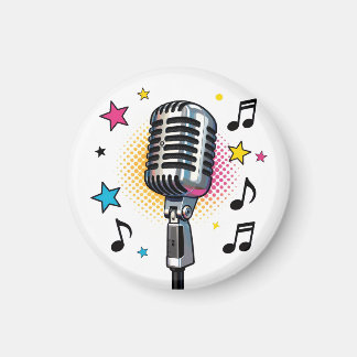 Aimant Pop microphone with colorful stars and music notes