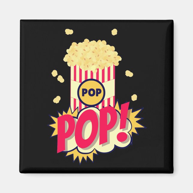 Aimant Popcorn Vintage Retro Funny (Devant)