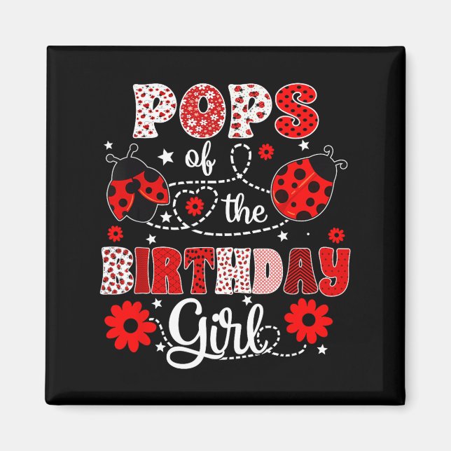 Aimant Pops de la fille d'anniversaire - coccinelle de fa (Devant)