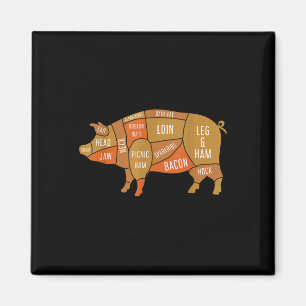 Aimant Porc Viande Fumée Amoureux Drôle Barbecue Chef Gri