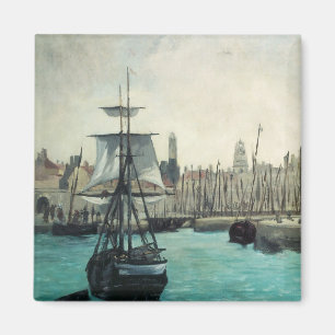 Aimant Port de Calais par Manet, Impressionnisme Vintage