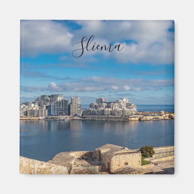 Aimant Port de Sliema et gratte-ciel à Malte (Devant)
