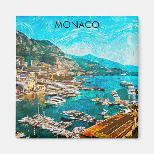 Aimant Port de voyage Monaco peinture à l'huile
