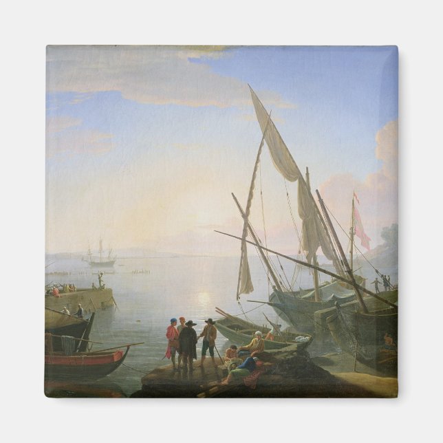 Aimant Port maritime avec coucher de soleil (Devant)