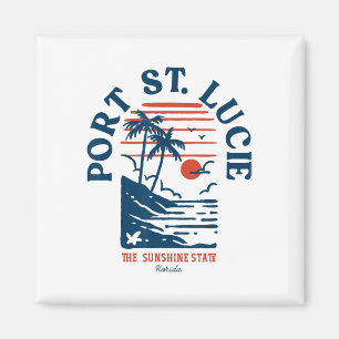 Aimant Port St. Lucie Floride Rétro Surfeur Plage Vintage