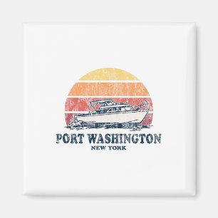 Aimant Port Washington Ny Bateau Vintage les années 70 Re