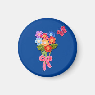 Aimant Porte-clés imprimé bouquet de fleurs au crochet
