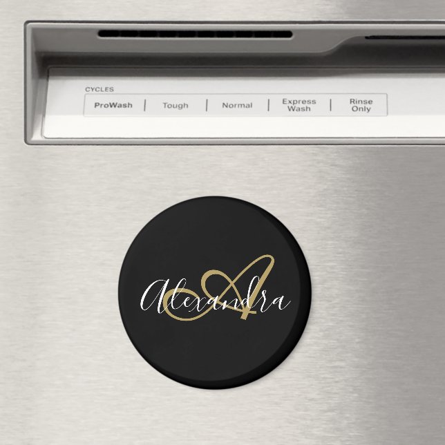 Aimant Porte Croisière Monogramme Nom Or Noir (In Situ (Lave-vaisselle))