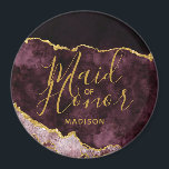Aimant Porte d'huile de Bourgogne et d'or Marbre d'honneu<br><div class="desc">Aquarelle Burgundy Blush Pink & Gold Foil Aquarelle Marbre Agate Gilded Geode Design,  avec polices Moderne et Script. Mariage branché et chic Maid of Honor ! ~ Regardez ma boutique pour voir l'ensemble de la suite mariage pour ce design!</div>