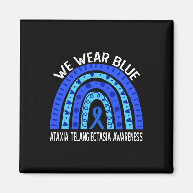 Aimant Porter bleu arc-en-ciel pour Ataxia Telangiectasia (Devant)