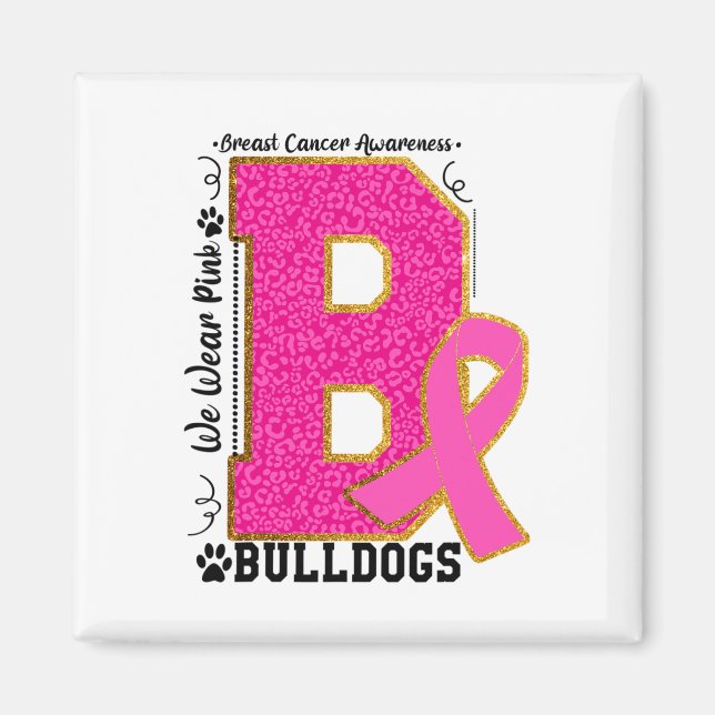 Aimant Porter Pink Bulldogs Breast Cancer Sensibilisation (Devant)