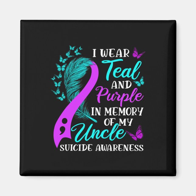 Aimant Portez Le Violet Turquoise En Mémoire De Mon Oncle (Devant)