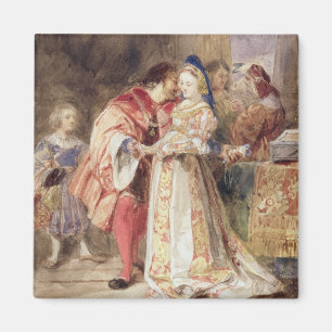 Aimant Portia et Bassanio, c.1826 (la semaine, encre