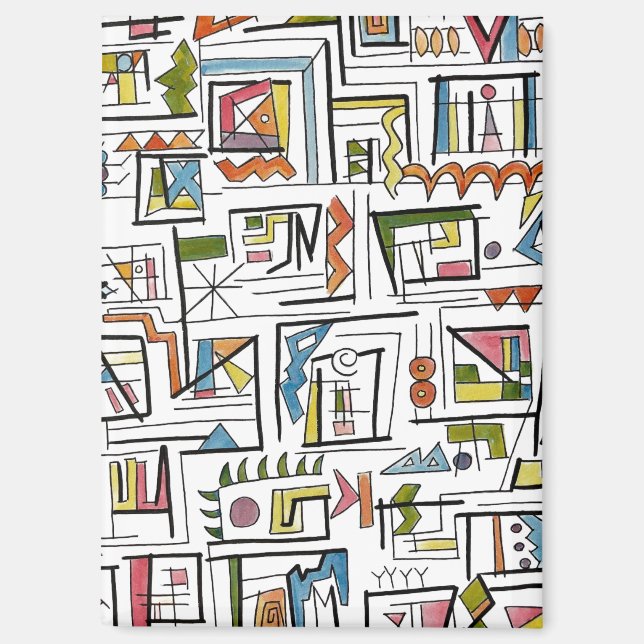 Aimant Portland- Abstrait Géométrique Aquarelle Fantaisis (Recto)