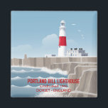 Aimant Portland Bill Lighthouse<br><div class="desc">Colourful artwork of Portland Bill Lighthouse at the southernmost point of the Jurassic coast.  Perfect for anyone who loves this wild and naturally beautiful part of Dorset.</div>