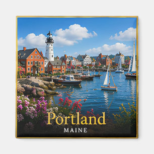 Aimant Portland Maine Harbour, phares et Nouvelle-Anglete