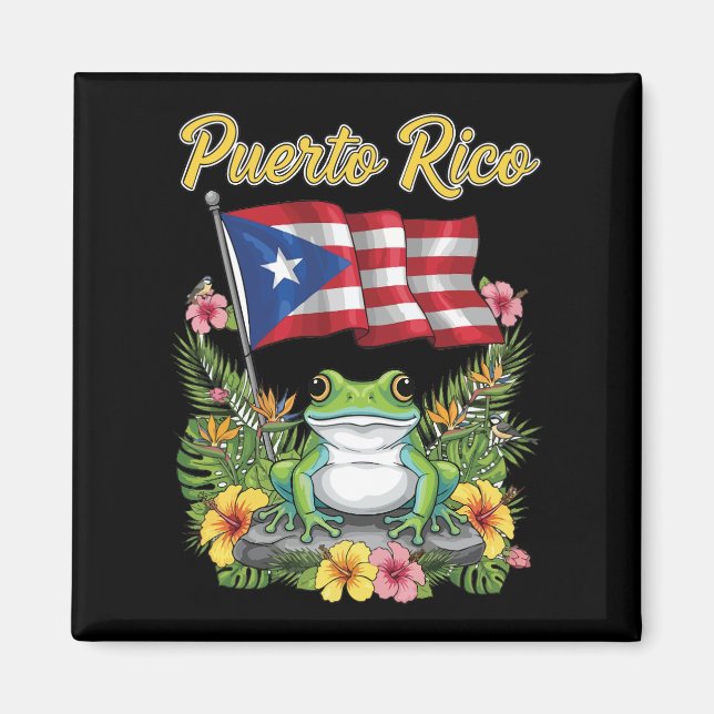 Aimant Porto Rico Coquí Frog Boricua Pride (Devant)