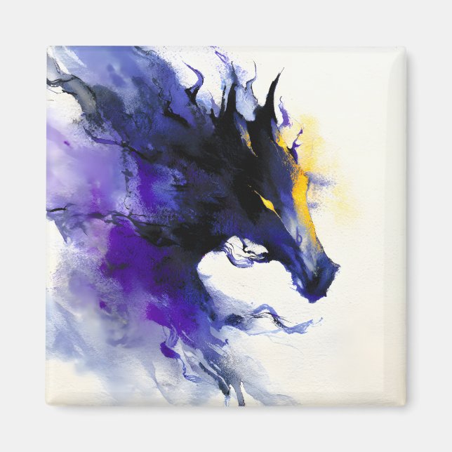 Aimant Portrait abstrait aquarelle cheval noir (Devant)