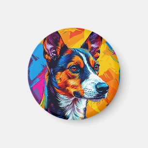 Aimant Portrait abstrait de chien Basenji
