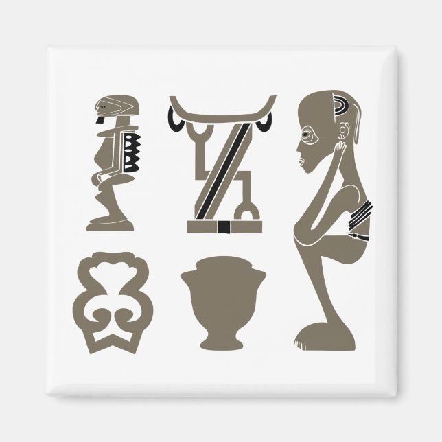 Aimant portrait abstrait tribal africain (Devant)