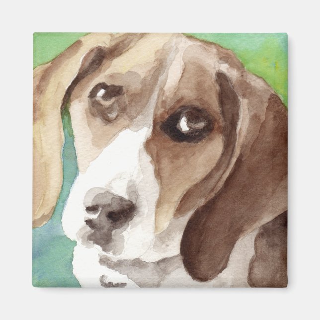 Aimant portrait Beagle aquarelle (Devant)