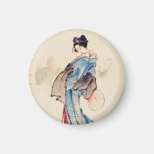 Aimant Portrait complet de la femme par Katsushika Hokusa (Devant)