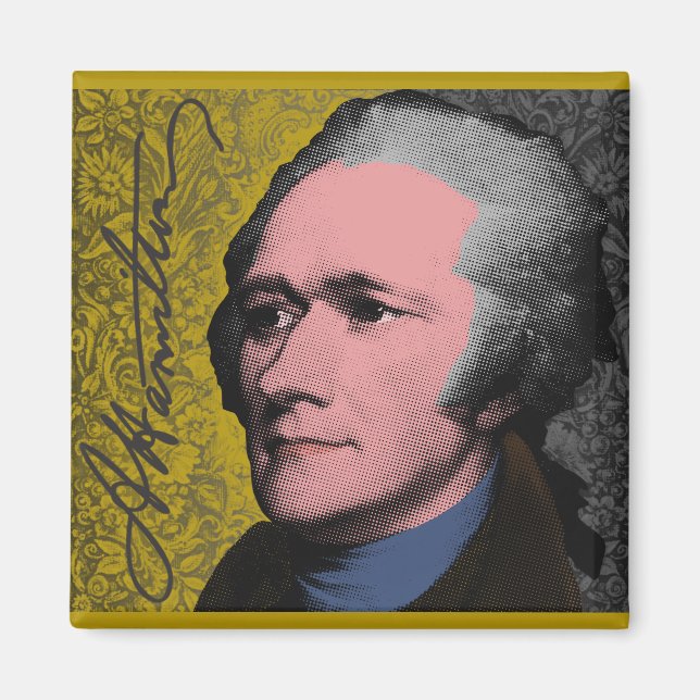 Aimant Portrait d'Alexander Hamilton en Pop Art (Devant)