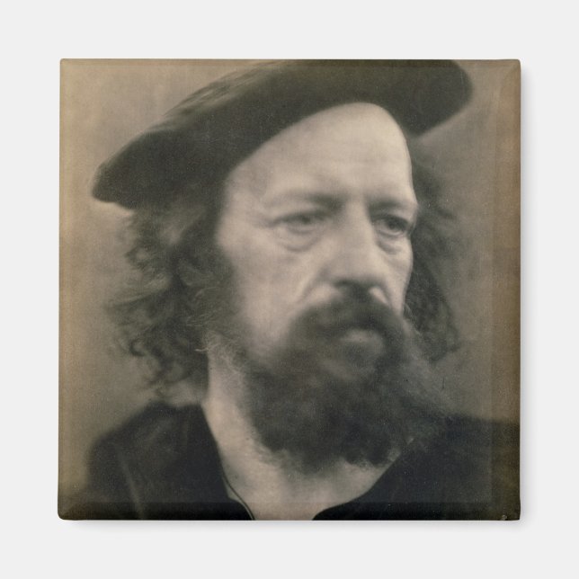 Aimant Portrait d'Alfred, Lord Tennyson (1809-1892) (b/w  (Devant)
