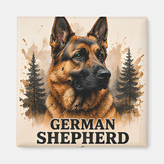 Aimant Portrait d'art de chien de garde Berger allemand