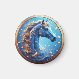 Aimant Portrait de cheval de dessin animé charmant avec d
