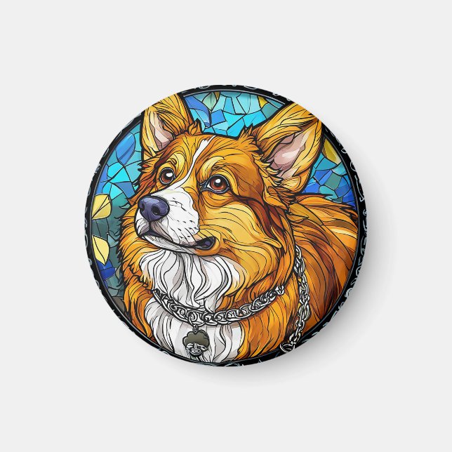 Aimant Portrait de chien Corgi (Devant)