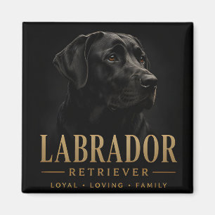 Aimant Portrait de chien de famille loyal Labrador Retrie