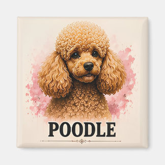 Aimant Portrait de chien élégant Caniche Artwork Premium