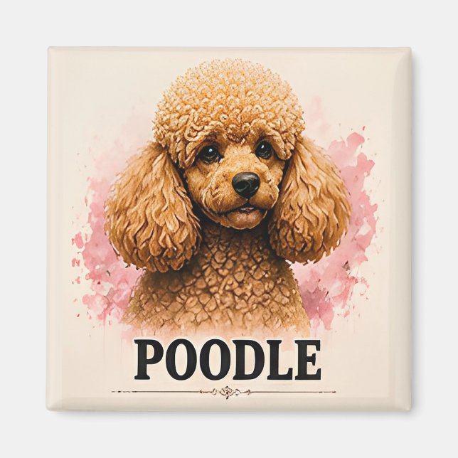 Aimant Portrait de chien élégant Caniche Artwork Premium (Devant)