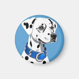 Aimant Portrait de Dalmatien avec collier bleu