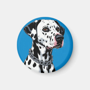 Aimant Portrait de Dalmatien sur fond bleu