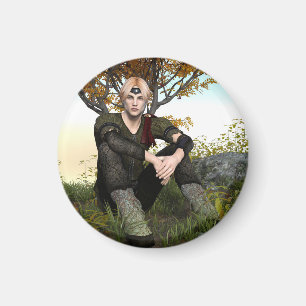 Aimant Portrait de fantasy du prince de la forêt médiéval