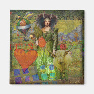 Aimant Portrait de femme classique vintage Taureau Art go