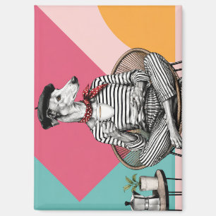 Aimant Portrait de Greyhound au café en pop art élégant