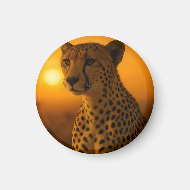 Aimant Portrait de guépard au coucher du soleil (Devant)