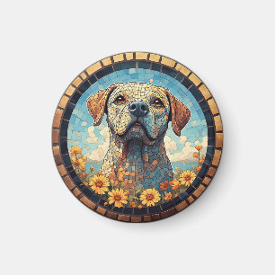 Aimant Portrait de Labrador en mosaïque dans un cadre de