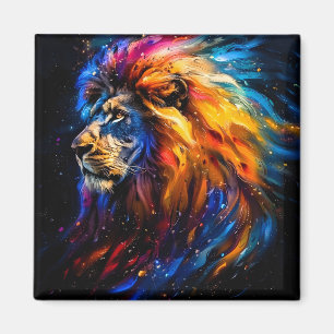 Aimant Portrait de lion abstrait de faune cosmique