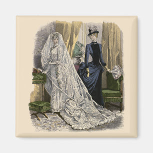 Aimant Portrait de mariage vintage de la mariée victorien