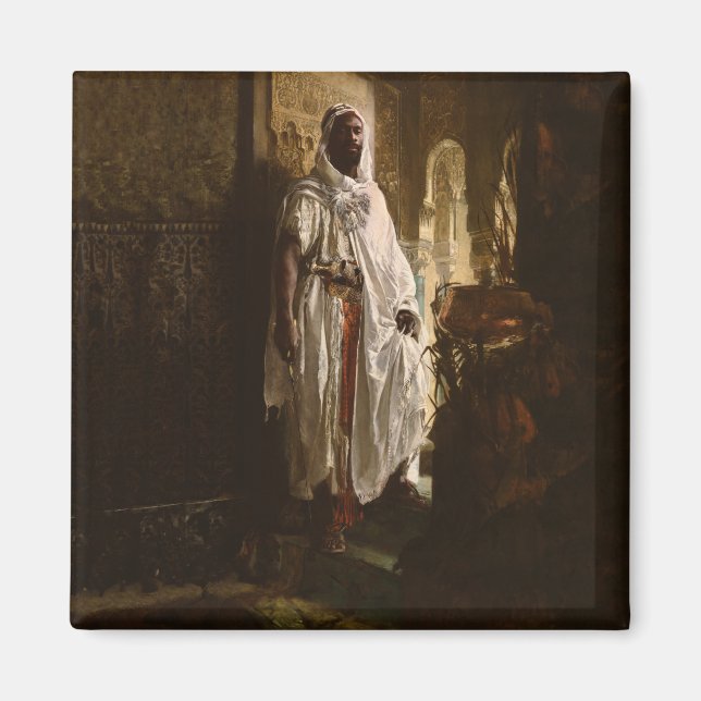 Aimant Portrait de peinture d'art africain de chef maure (Devant)