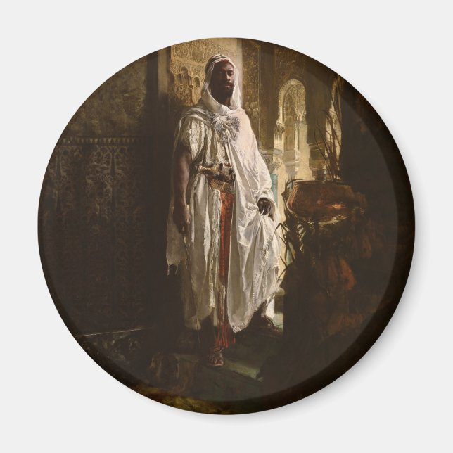 Aimant Portrait de peinture d'art africain de chef maure (Devant)