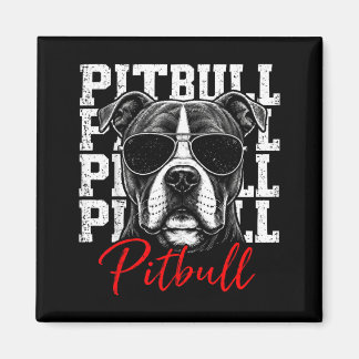 Aimant Portrait de Pitbull Vintage Retro Lunettes Pittie