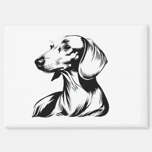 Aimant Portrait de teckel – Art linéaire minimal de chien