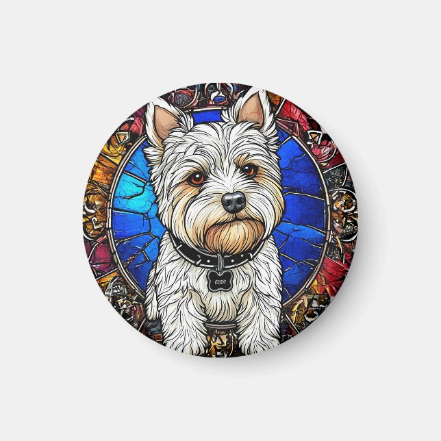 Aimant Portrait de Terrier Blanc Chien (Devant)